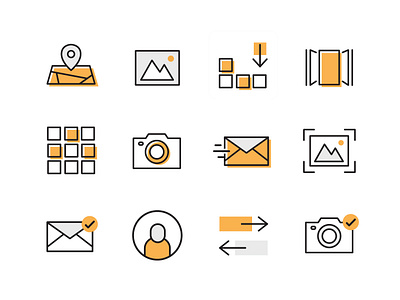 Icons Icons Icons drop icons offset orange outline tech