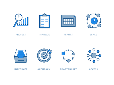 Icons Set blue finance financial icons projection tech