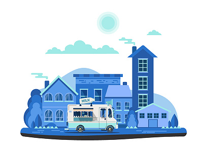 Blue house illustration