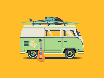 Summervan illustration art car creative flat icon illustration logo summer travel vector web