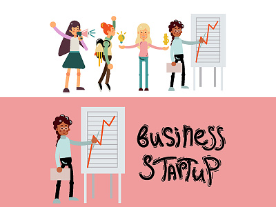 girls startup illustartion business creative flat girl icon identity illustration startup style vecor