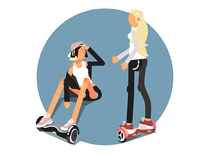 Sport illustration art creative design flat girl gyroscooter illustration scate sport summer vector