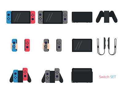 Nintendo Switch set console creative device flat game icon illustration nintendo sell set switch