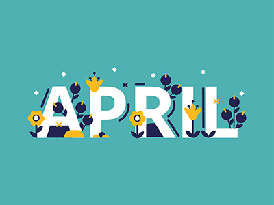 Hello April art design flat graphic identity illustration lettering modern spring ui vector