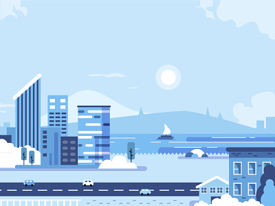 cityscape background blue buildings city cityscape design flat illustration illustrator landscape vector