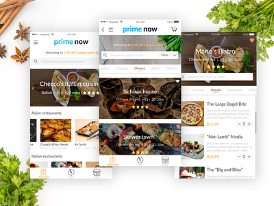 Amazon prime now (Restaurants) redesign Pt. 1 amazon android app brand delivery design ios minimalist mobile prime restaurant