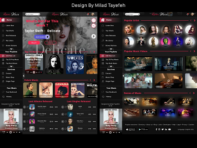 Milad Tayefeh Music Web Design app design music music website ui userexperiance userinterface ux web webdeisgn website