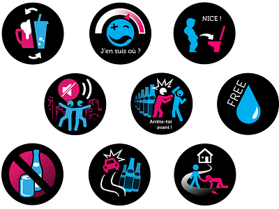 Party risks icones alcohol badge drinking flat icon icons identity party pictograph rules ucl vector
