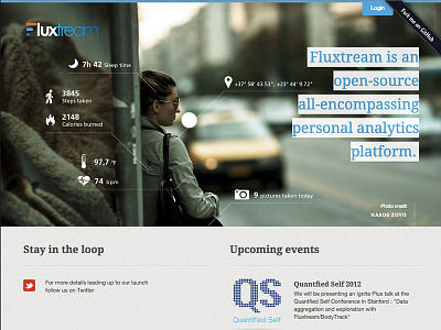 Fluxtream : early splash page branding fluxtream identity logo type vector