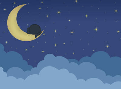 Cat on the moon design graphic design illustration