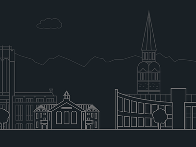 University of Denver Header Illustration academic building campus college colorado dark denver illustration line simple tower university