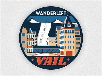 Wanderlift to Vail Sticker badge colorado illustration lift mountain retro ski snow sticker village vintage