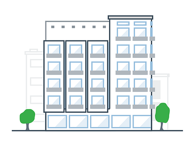 Value Housing Illustration Draft for Bellhops apartment bellhops building city clean illustration light line moving sky startup