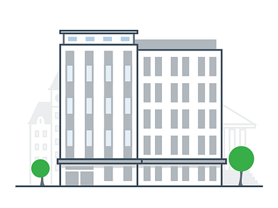 Student Housing Illustration Draft for Bellhops apartment bellhops building city clean housing illustration light line moving startup student