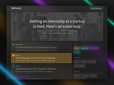 intrn.co - Dark Landing Page