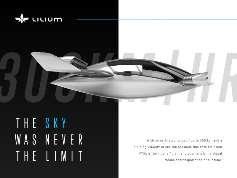 Lillium Aviation Brand Concept denver metal sleek dark tech modern flying vehicle flight aviation aerospace vtol