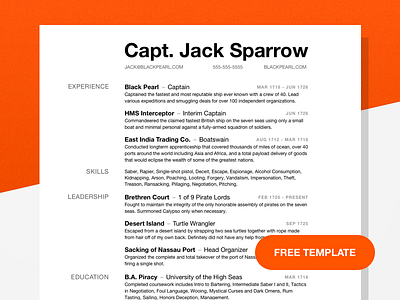 Capt. Jack Sparrow Resume Template