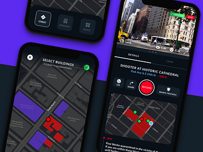 Citizen - Quarantine alert building city civilian dark live map mobile new street urban york