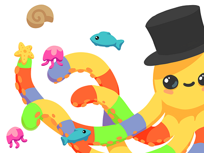 Gentle octopus children's corner illustration