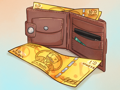 "Smile Bank" illustration for childrens story banknote cartoon ill illustration wallet
