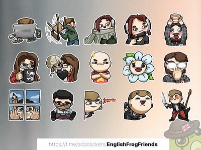 Stickerpack for small group in telegram cartoon graphic design illustration