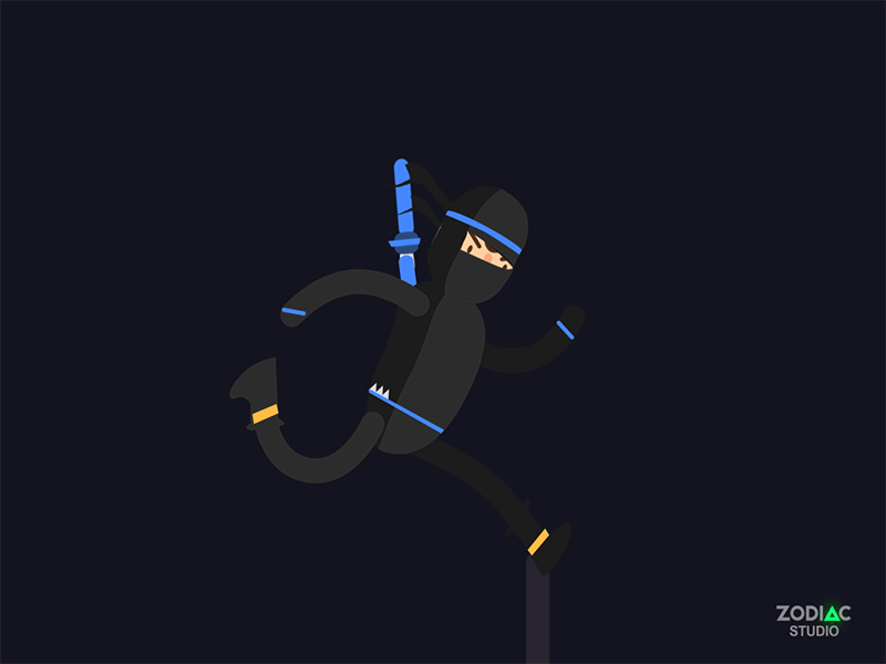 Ninja in the shadows animation illustration motion motiongraphics rubberhose