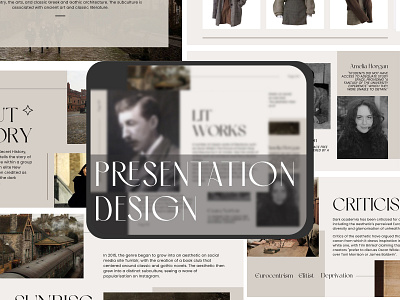 "What's dark academia" presentation design design graphic design presentation presentation design presentation template slides template