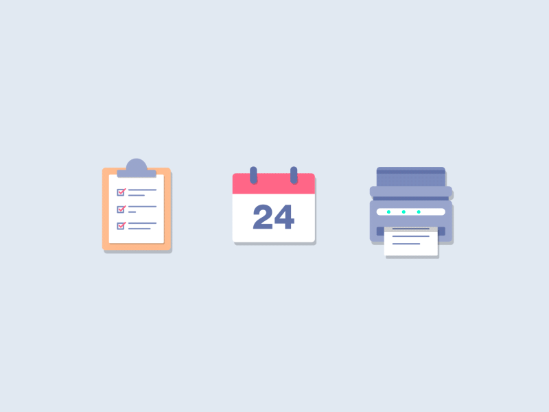 Business Icon Animation after effects animation calendar icons list printer