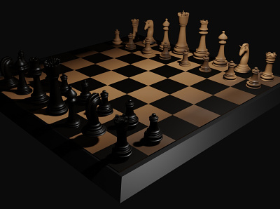 Chess 3d art 3d digital art 3d modeling blender chess chess board chess pieces dark dim render rendered image