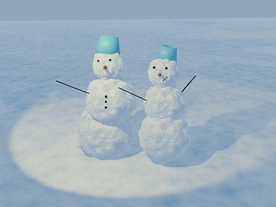Snowman and Snowoman 3d characters 3d design 3d modeling art blender couple cute digital art happy illustration love snow snowman winter