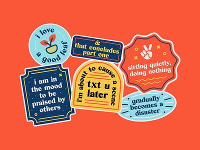 Sticker Set design flat illustration minimal stickers typography