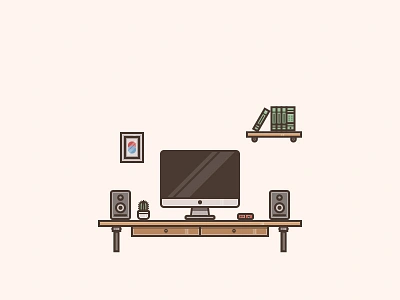 A Desk Scenery audio book cactus desk imac photo projector