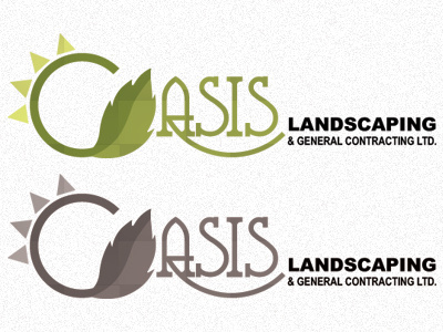 Oasis Full green greyscale landscaping logo design