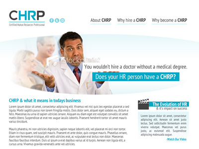 CHRP WIP blue clean client work design hr human resources web design white