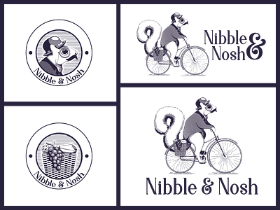 Nibble & Nosh Logo adobe illustrator art branding catering catering brand catering logo design food food brand graphic design illustration logo logo design squirrel