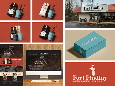 Fort Findlay Rebrand adobe illustrator art branding coffee coffee brand coffee branding design donut brand donuts food graphic design illustration logo signage vector vintage vintage branding vintage style website design