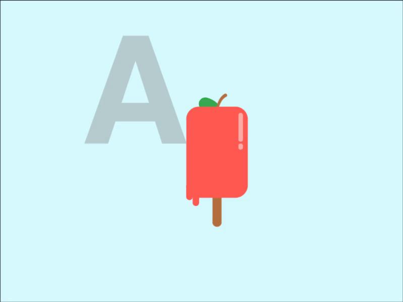 A for Apple a alphabet children illustration motiongraphics popsicle