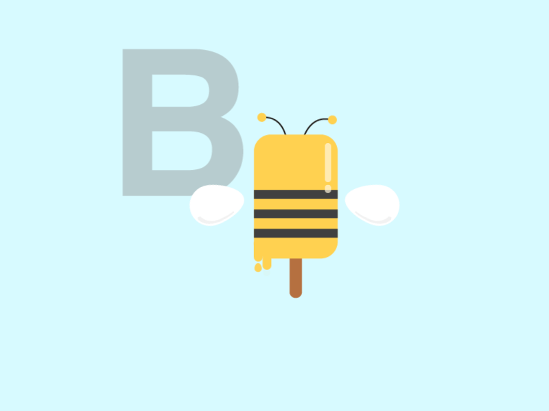 B for Bee alphabet b children illustration motiongraphics popsicle