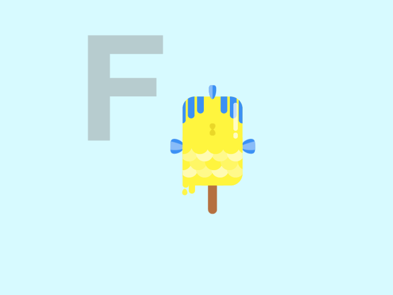 F for Fish! alphabet children f fish illustration motiongraphics popsicle