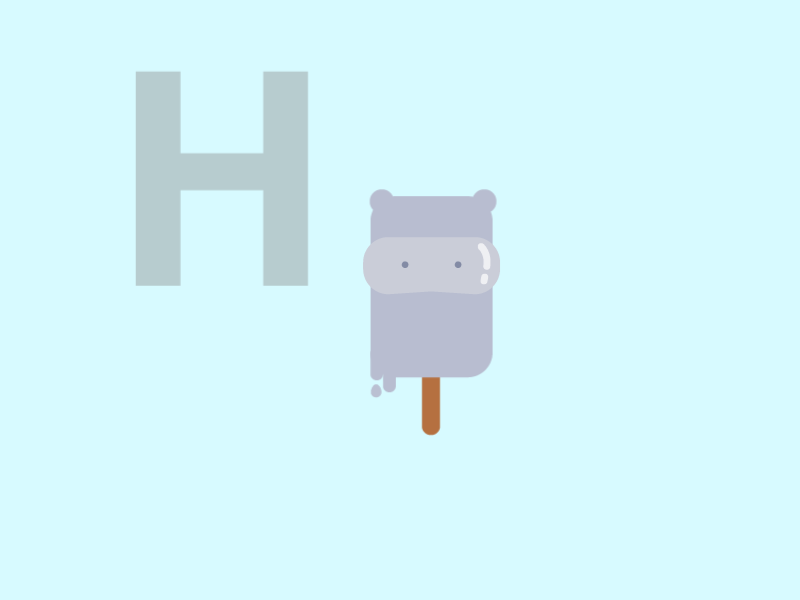 H for Hippopotamus! alphabet animal children h hippo hippopotamus illustration motiongraphics popsicle