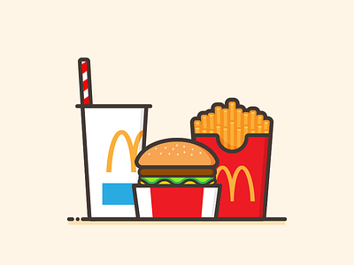 Guilty Pleasure art burger design edible fast flat food illustration illustrator line mcdonalds minimal vector warm