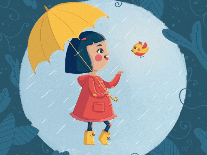Rainy Girl animation character animation character design girl illustration photoshop rain