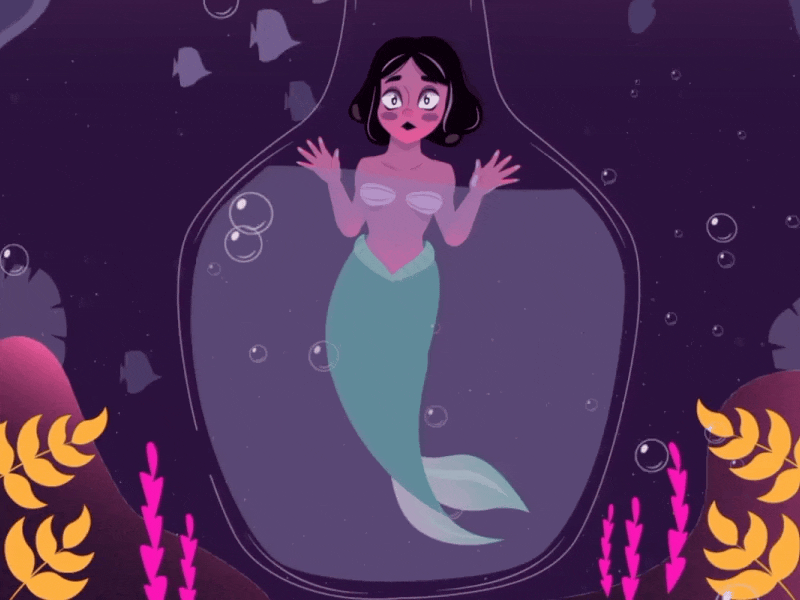 Mermaid in a bottle 2d after effects animation character animation character design illustration mermaid nataly villamizar photoshop