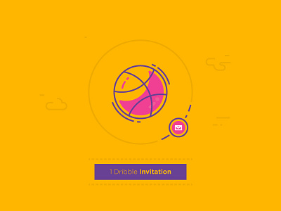 1 Dribbble Invitation best work community dribbble flat icon icon illustration invitation invite pink