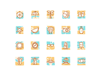 Summer Icon Sets ball beach camera ice cream mercusuar palm tree sandal summer sun sunlight travel vacation