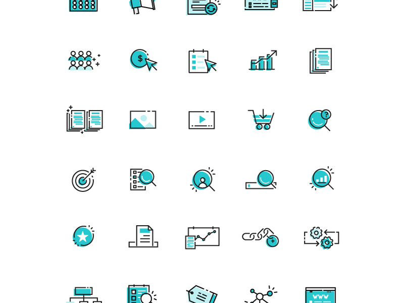 SEO and Analytic icon sets analytic flat icon icon set illustration infographics line icon link marketing search engine seo website