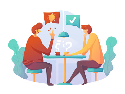 Discussion character chat coffee discuss discussion flat design flat illustration illustration talk team ui ux