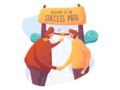Success Path business character flat design flat illustration friend handshake illustration outdoor path rich success successful