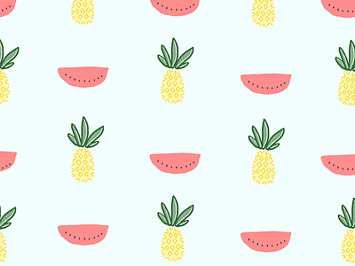 Funky Fruit block colour fruit illustration illustrator melon pineapple