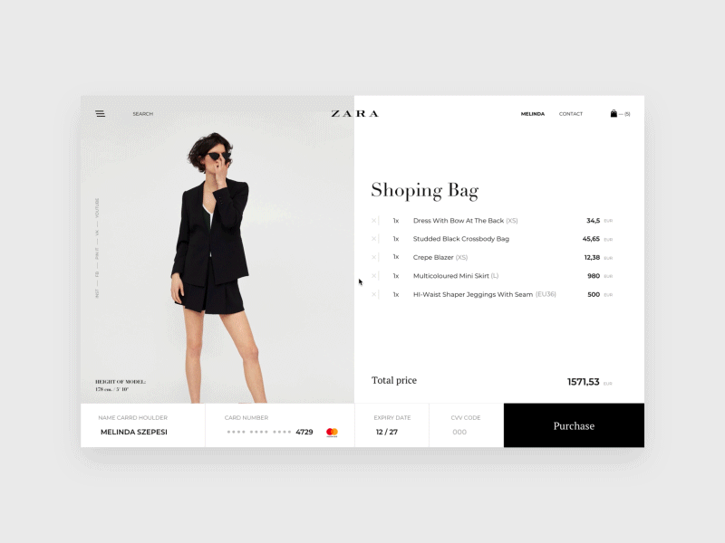 Daily UI: 002 002 animation concept daily minimal motion store ui ux zara